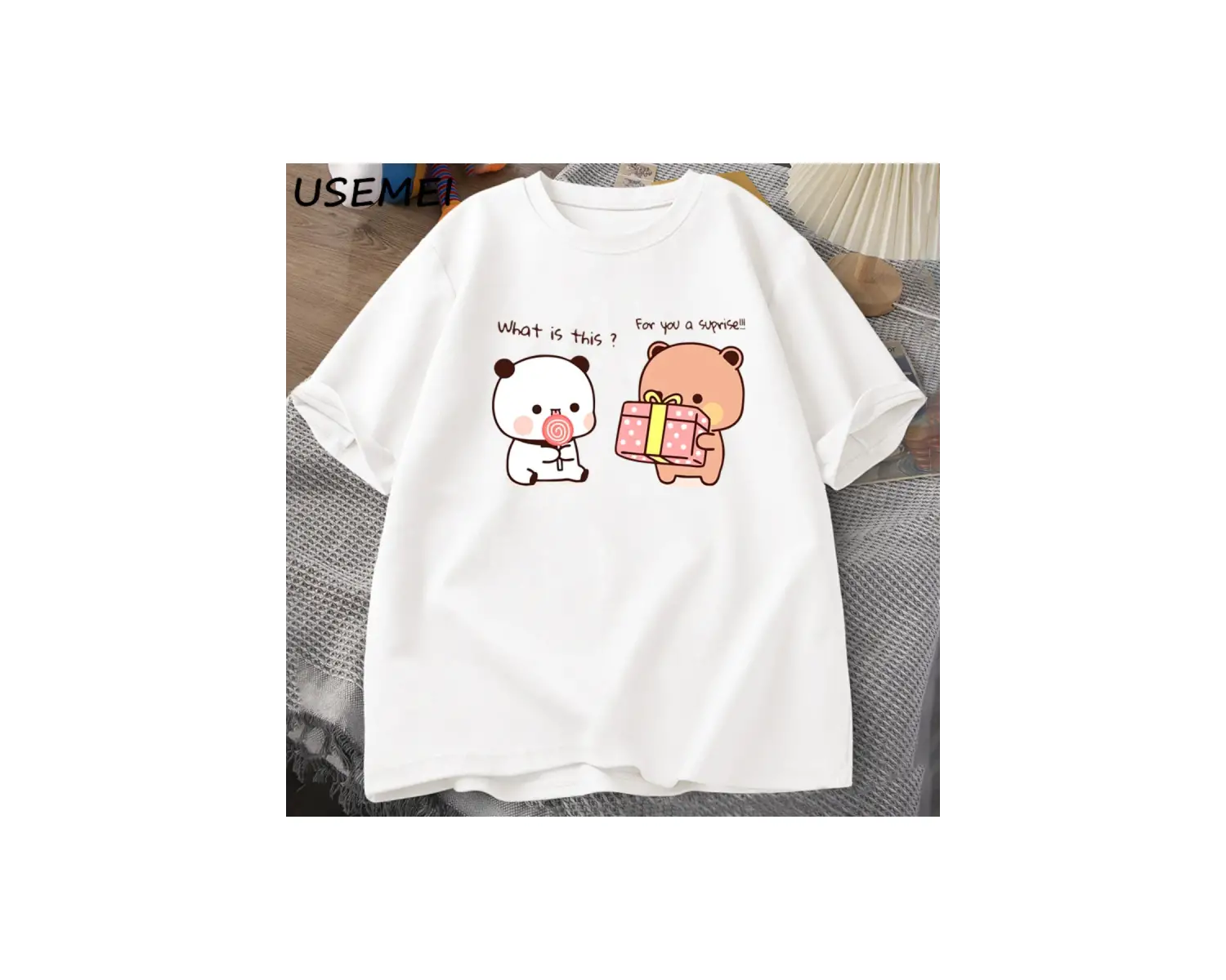 Mutlu doğum günü PANDA ayı T-shirt erkekler Bubu ve Dudu aşk grafik T shirt Harajuku pamuk kı