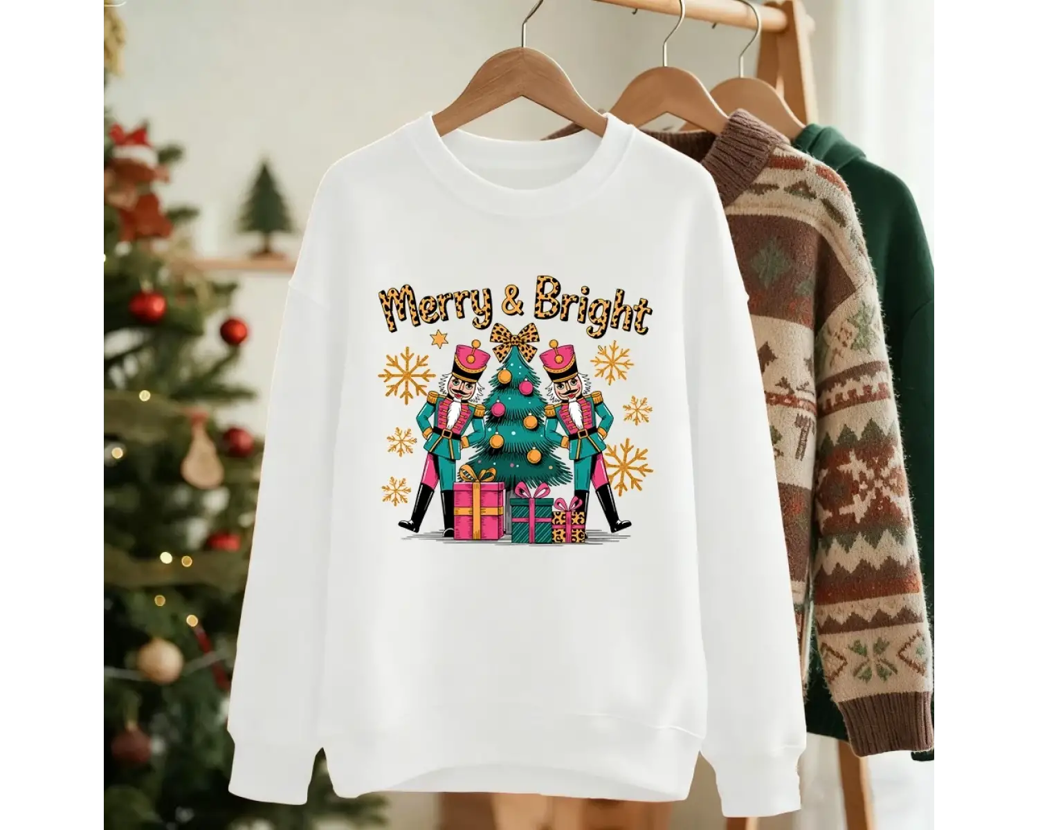 Mutlu Parlak Noel Hediyeleri Baskılar Kazak Kadın Kış Polar Sıcak Kapüşonlular Bisiklet Yaka