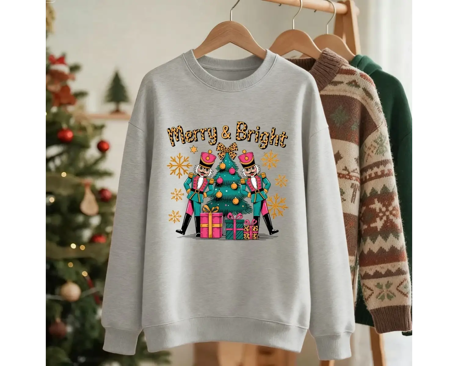 Mutlu Parlak Noel Hediyeleri Baskılar Kazak Kadın Kış Polar Sıcak Kapüşonlular Bisiklet Yaka