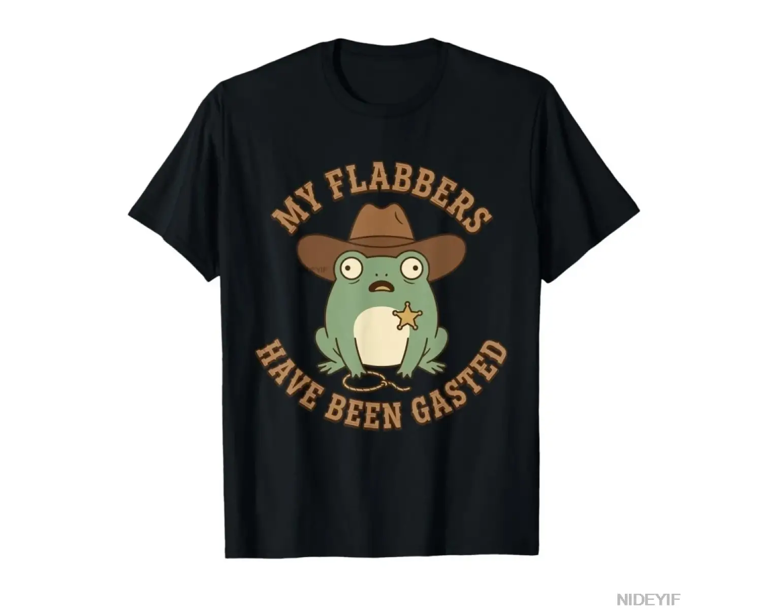 My Flabbers Have Been Gasted Komik Şerif Kurbağa Kovboy Meme T-shirt Erkekler Kadınlar Için %