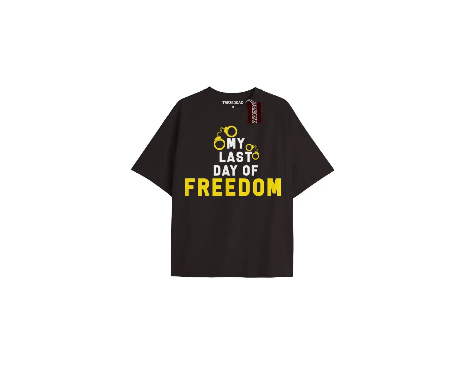 MY LAST DAY OF FREEDOM Unisex Oversize Yazılı Tshirt SİYAH