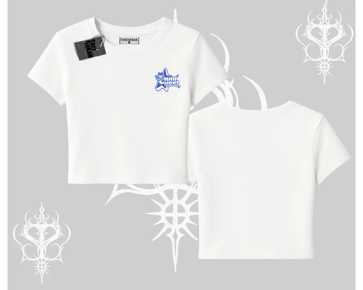 My Mood Right Now Yazılı Sevimli Kedi Oversize Crop Tshirt