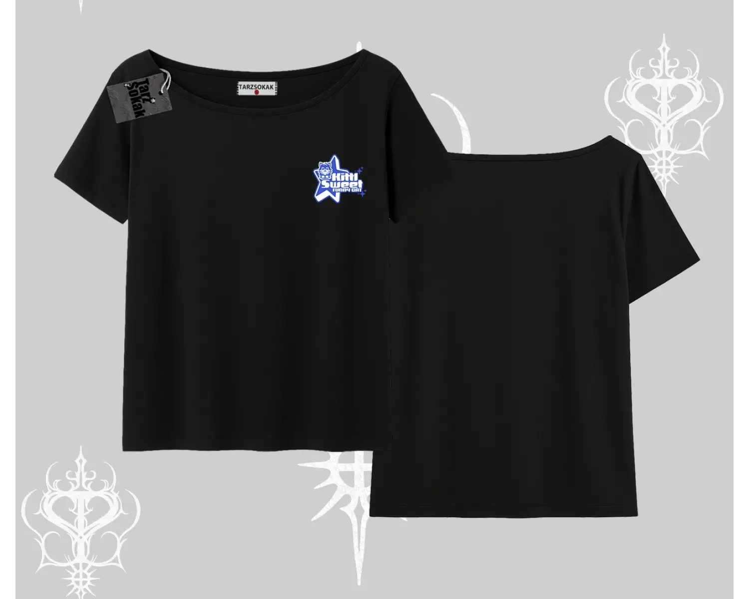 My Mood Right Now Yazılı Sevimli Kedi Oversize Tshirt