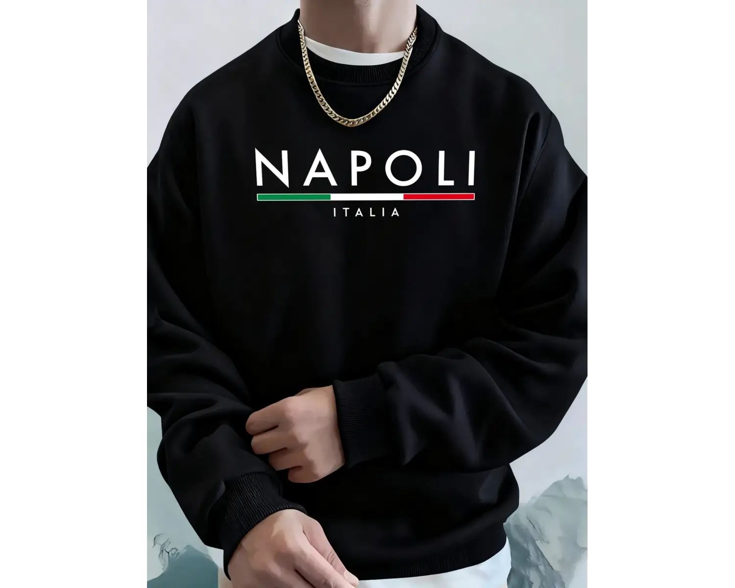 Napoli İtalya Mektup Desenli Moda Kapüşonlu Üst Erkekler Sonbahar Polar Kapşonlu Kazak Rahat