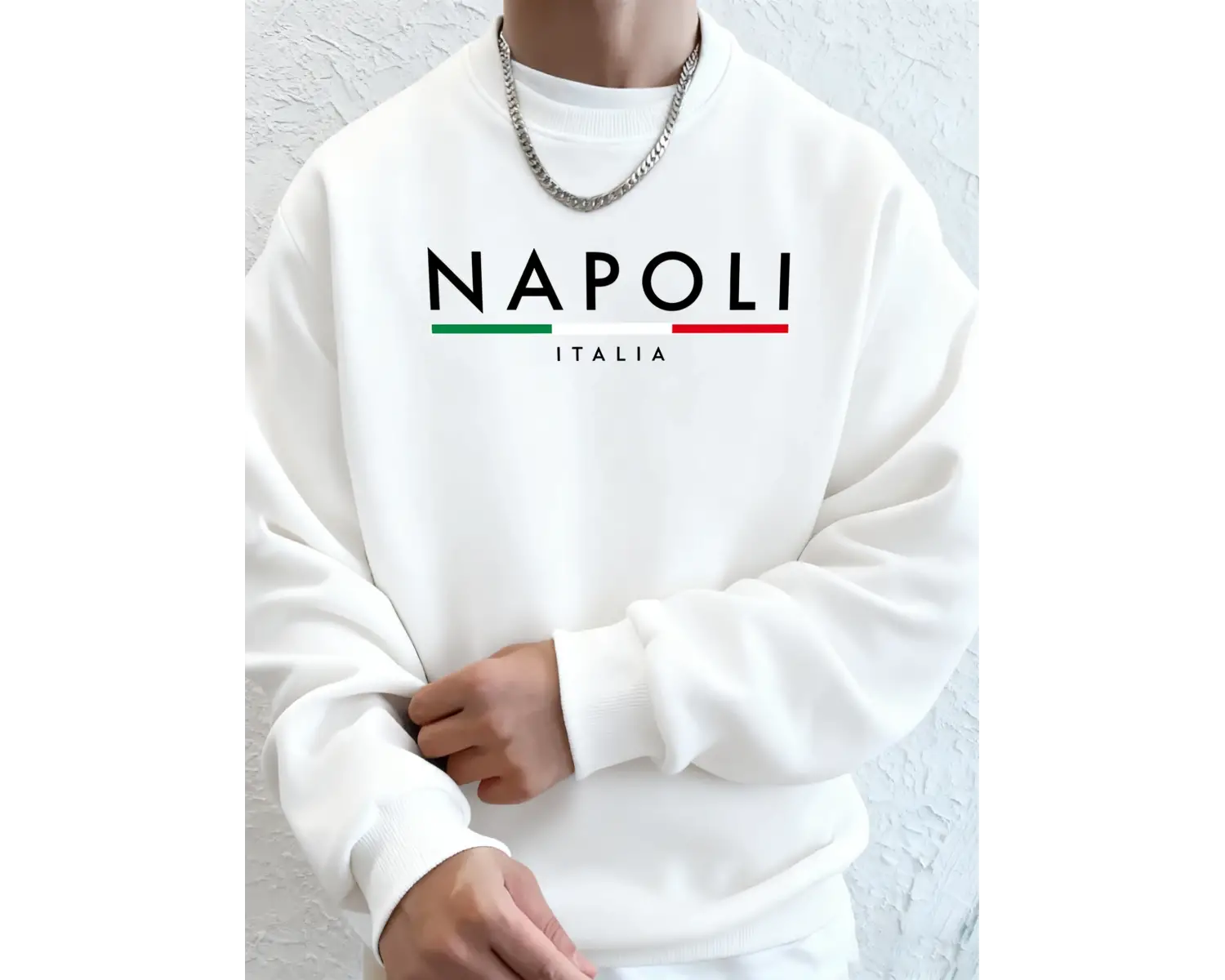 Napoli İtalya Mektup Desenli Moda Kapüşonlu Üst Erkekler Sonbahar Polar Kapşonlu Kazak Rahat