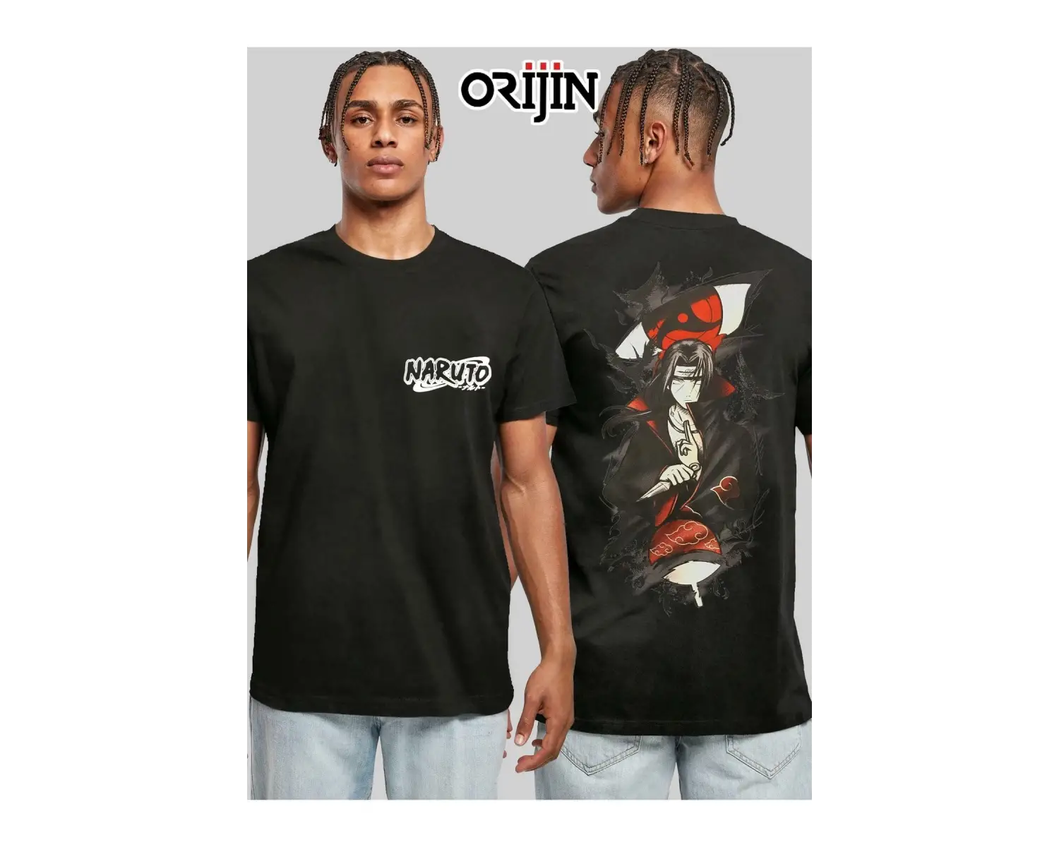 Naruto Akatsuki Itachi Uchiha Crows Baskılı Unisex Siyah