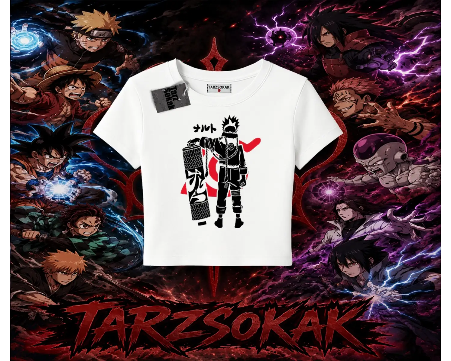 Naruto Uzumaki Premium Anime Kadın Baby Tee Beyaz
