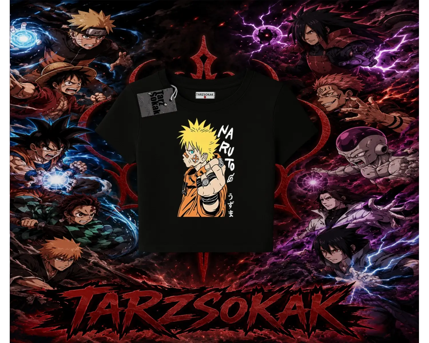 Naruto Uzumaki Premium Anime Kadın Baby Tee Beyaz