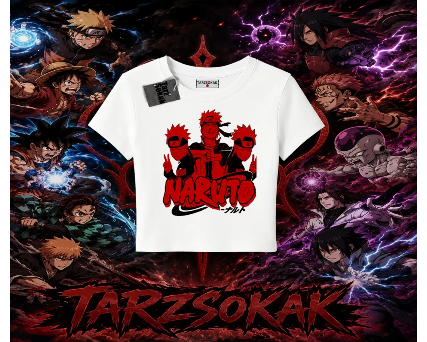 Naruto Uzumaki Premium Anime Kadın Baby Tee Beyaz