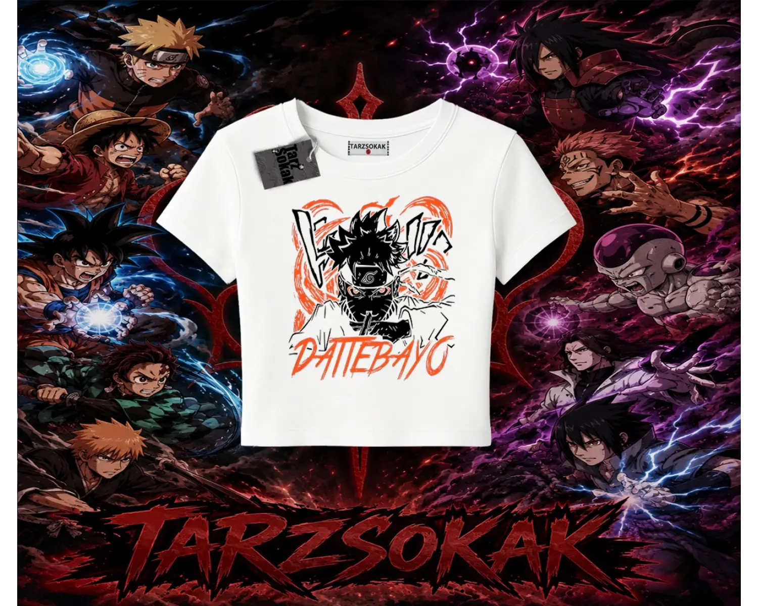 Naruto Uzumaki Premium Anime Kadın Baby Tee Beyaz