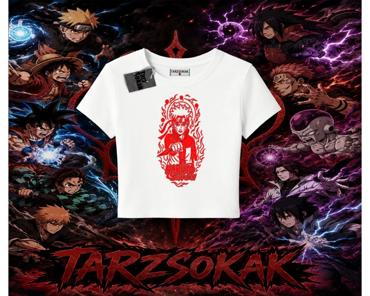 Naruto Uzumaki Premium Anime Kadın Baby Tee Beyaz