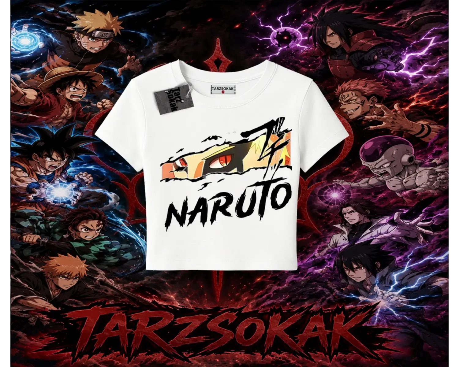 Naruto Uzumaki Premium Anime Kadın Baby Tee Beyaz