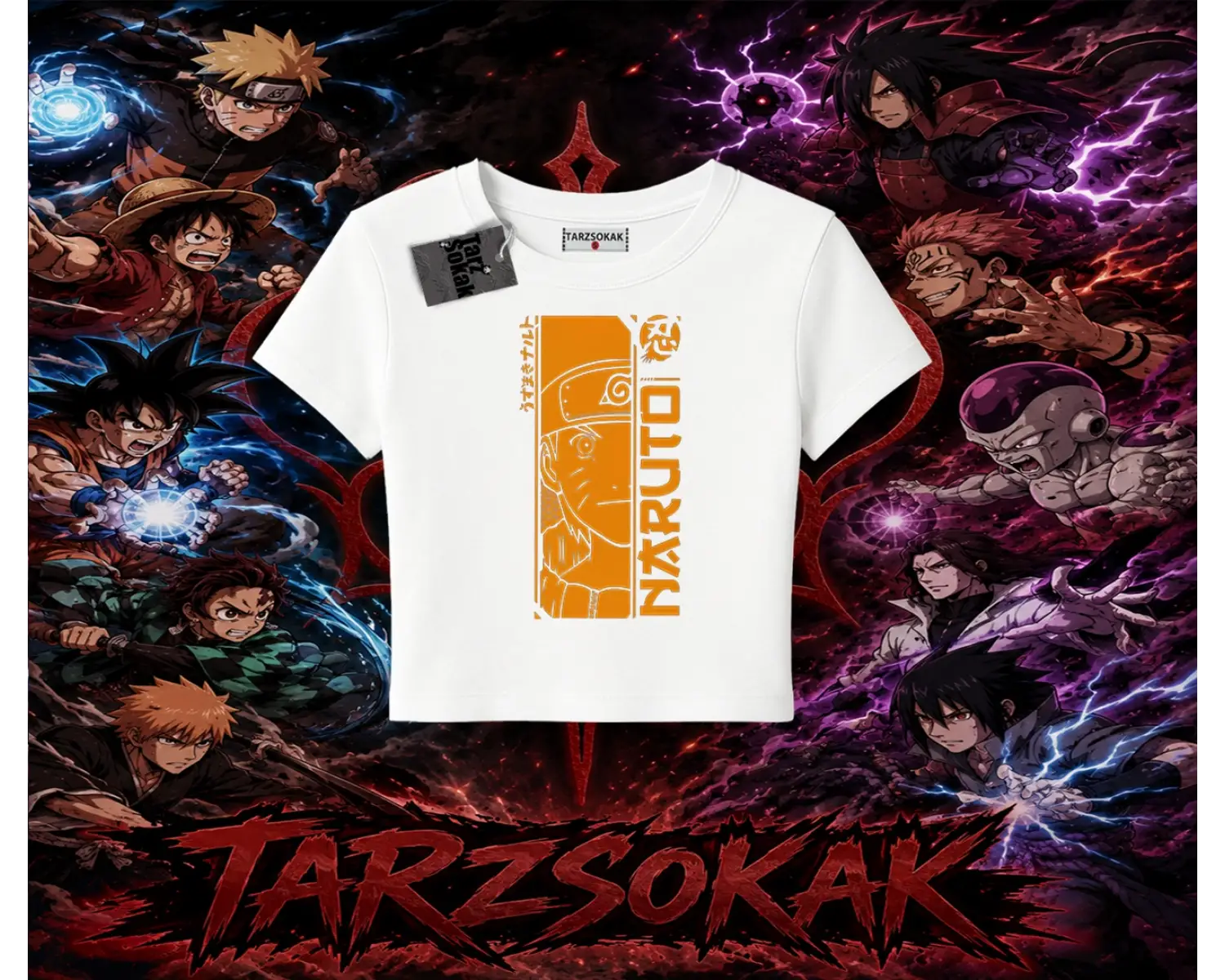 Naruto Uzumaki Premium Anime Kadın Baby Tee Beyaz
