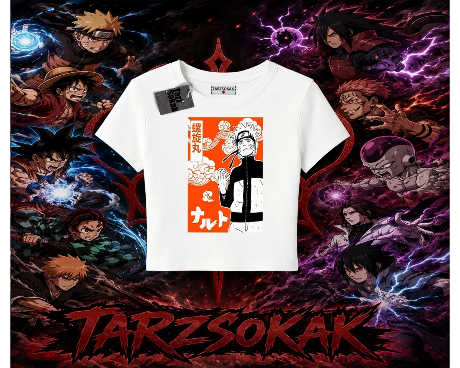 Naruto Uzumaki Premium Anime Kadın Baby Tee Beyaz
