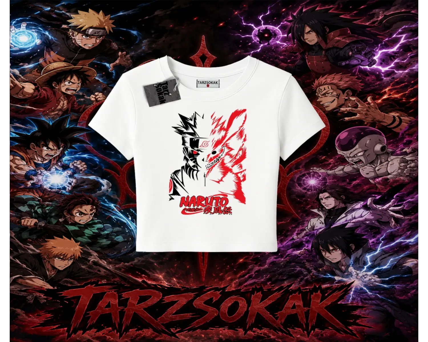 Naruto Uzumaki Premium Anime Kadın Baby Tee Beyaz