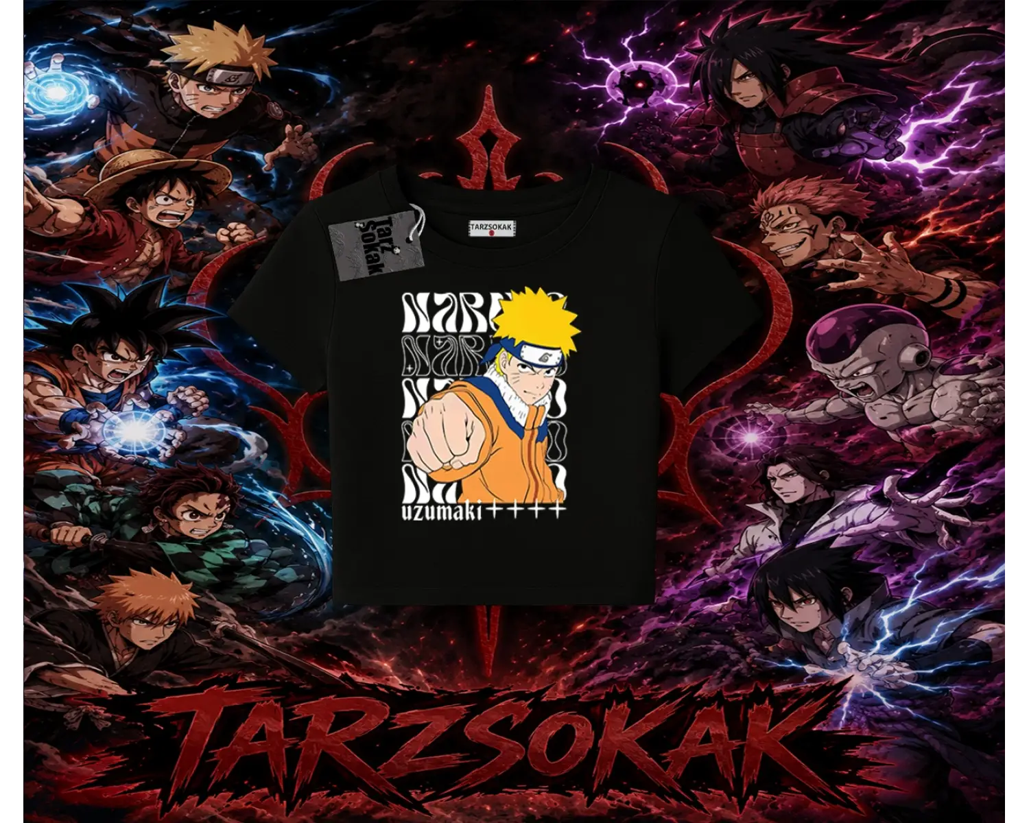 Naruto Uzumaki Premium Anime Kadın Baby Tee Beyaz