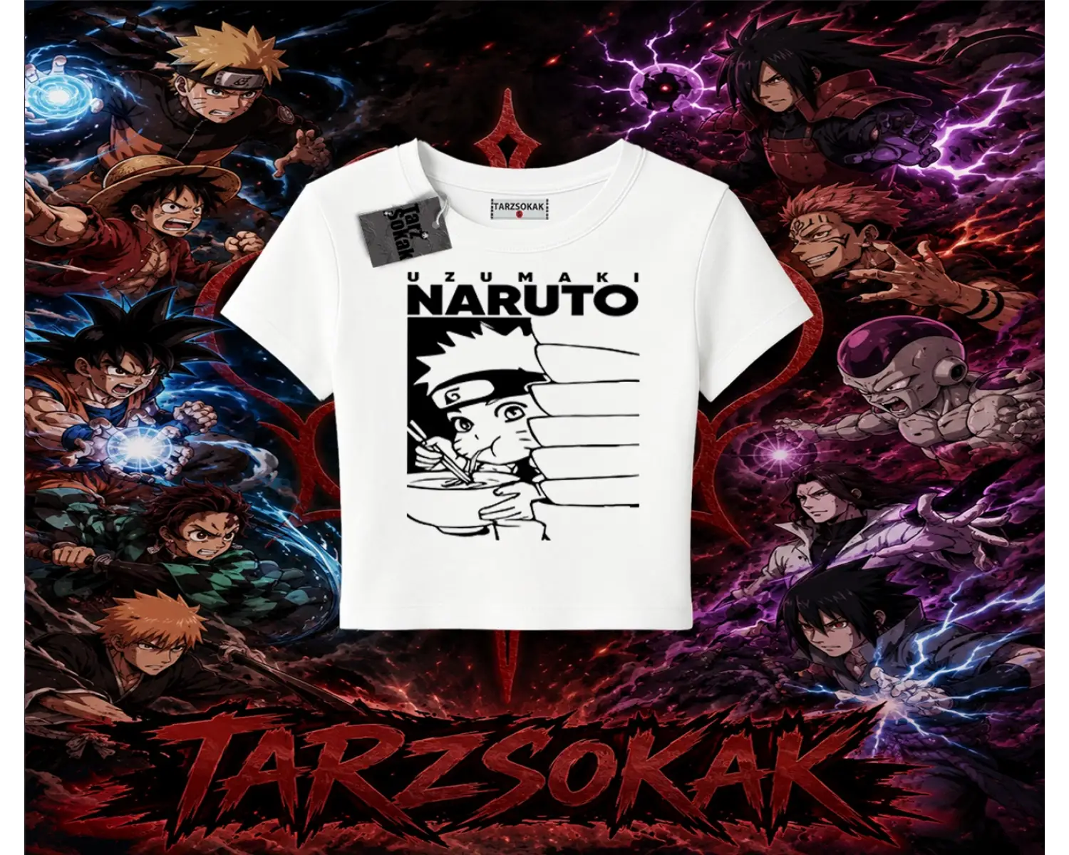 Naruto Uzumaki Premium Anime Kadın Baby Tee Beyaz