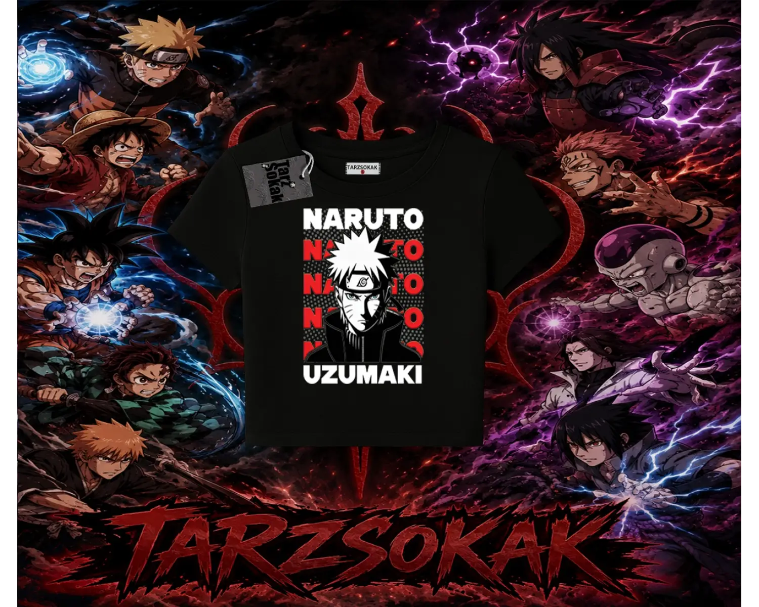 Naruto Uzumaki Premium Anime Kadın Baby Tee Beyaz