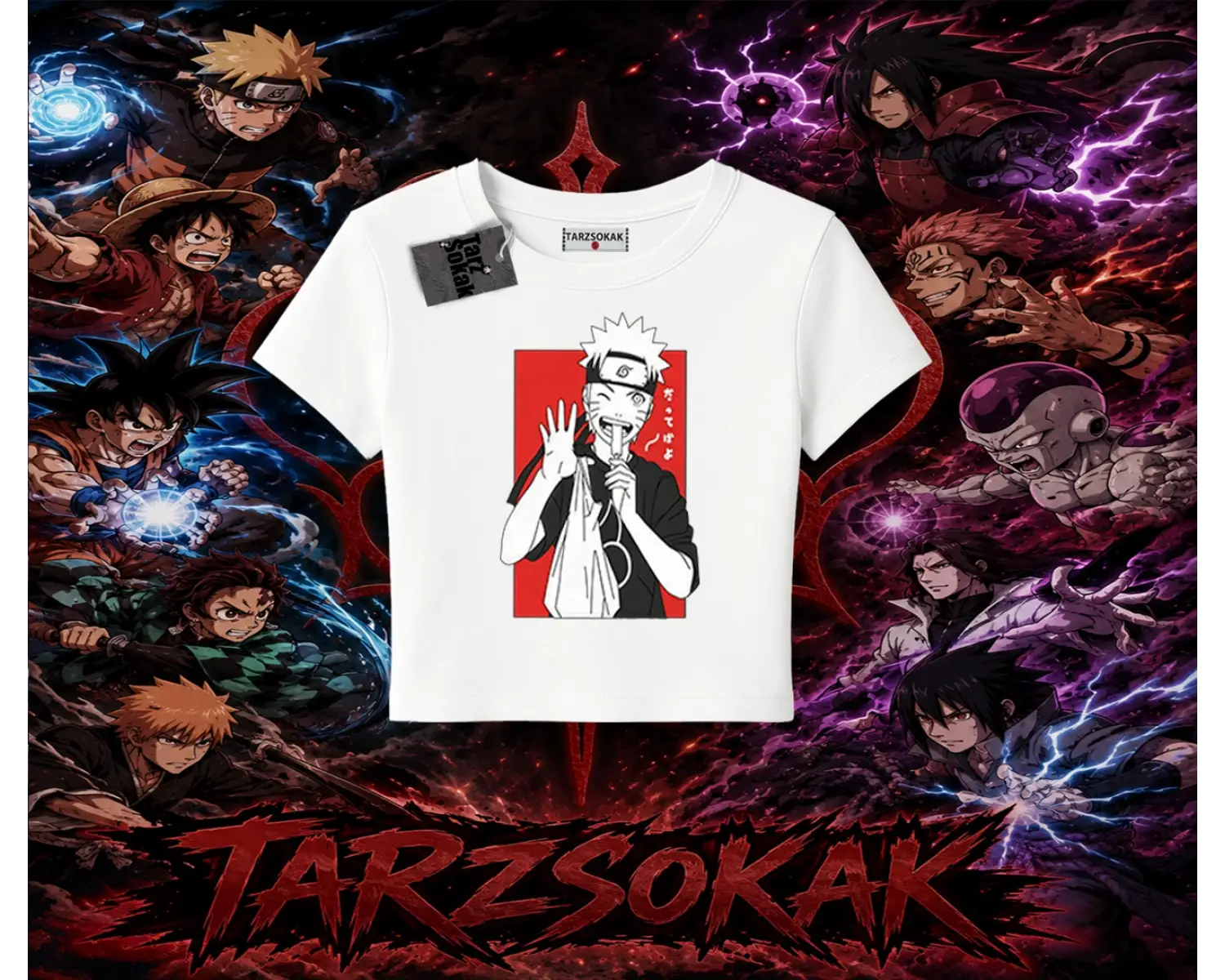 Naruto Uzumaki Premium Anime Kadın Baby Tee Beyaz