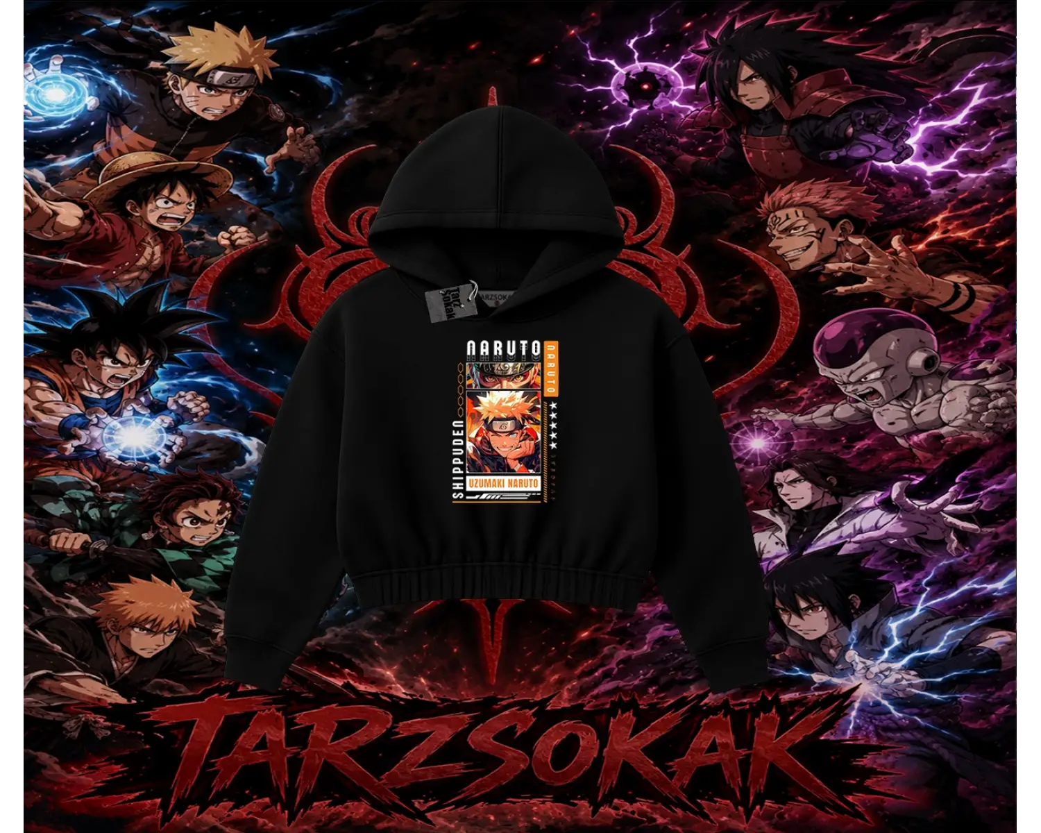 Naruto Uzumaki Premium Anime Kadın Crop Kapşonlu Sweatshirt Beyaz