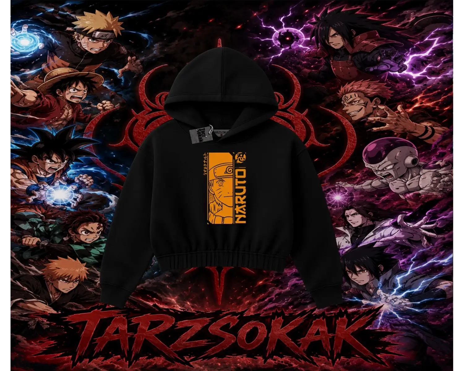 Naruto Uzumaki Premium Anime Kadın Crop Kapşonlu Sweatshirt Beyaz