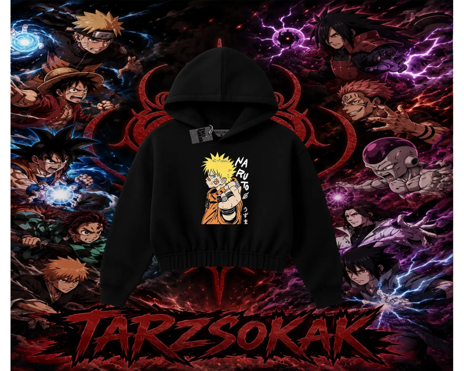 Naruto Uzumaki Premium Anime Kadın Crop Kapşonlu Sweatshirt Beyaz
