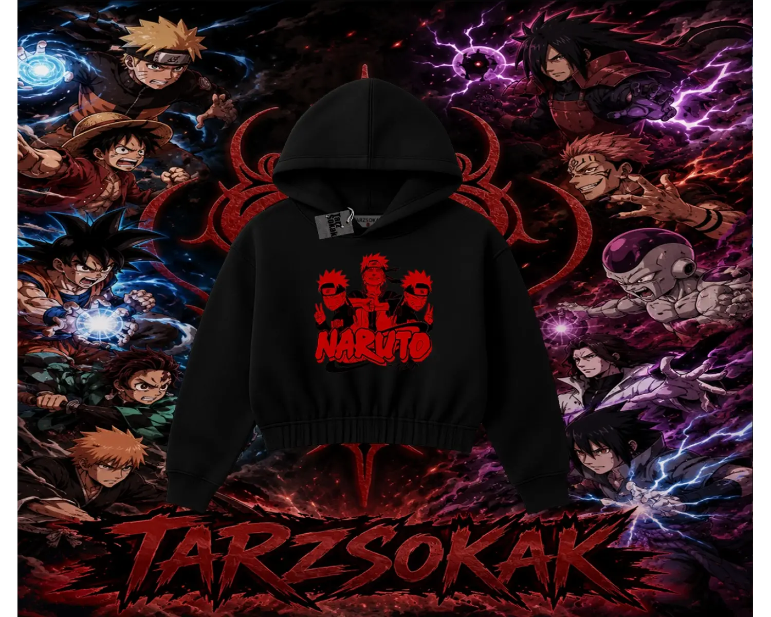 Naruto Uzumaki Premium Anime Kadın Crop Kapşonlu Sweatshirt Beyaz