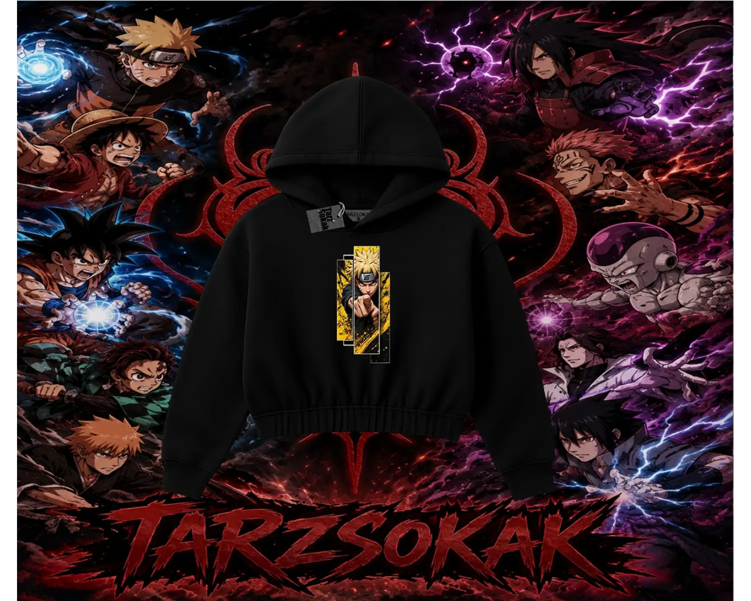 Naruto Uzumaki Premium Anime Kadın Crop Kapşonlu Sweatshirt Beyaz