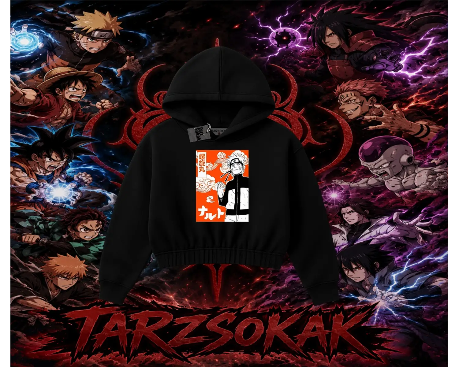 Naruto Uzumaki Premium Anime Kadın Crop Kapşonlu Sweatshirt Beyaz
