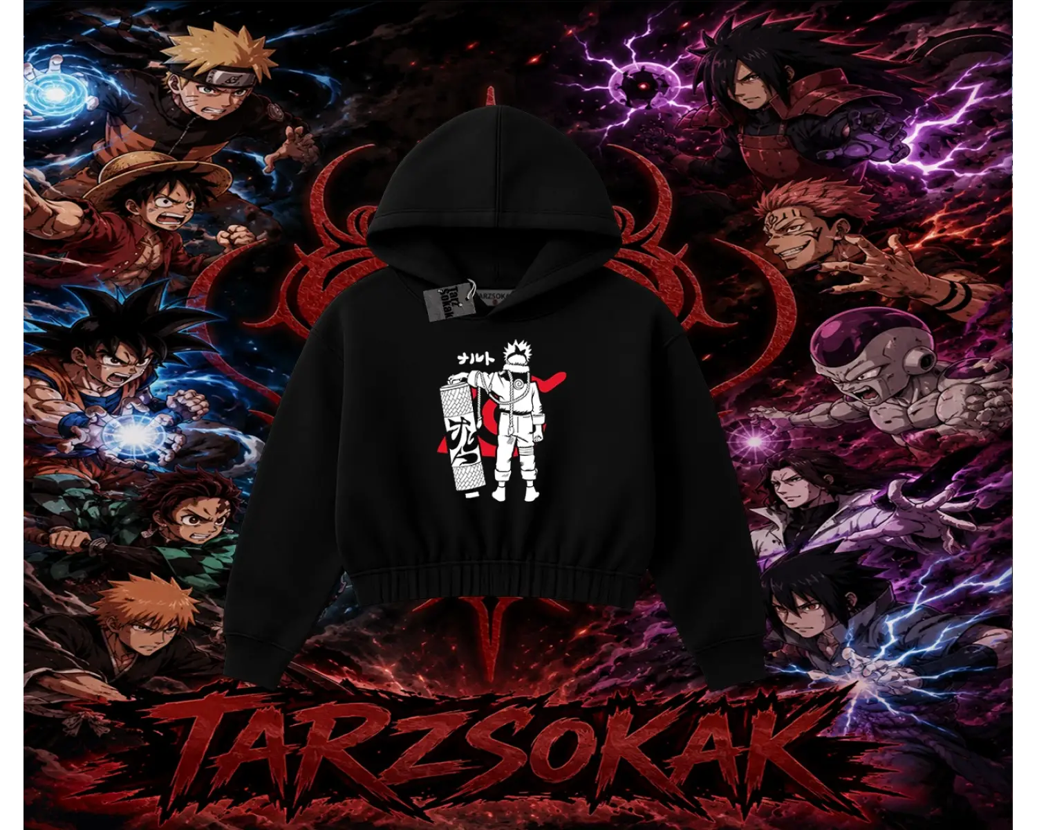 Naruto Uzumaki Premium Anime Kadın Crop Kapşonlu Sweatshirt Beyaz