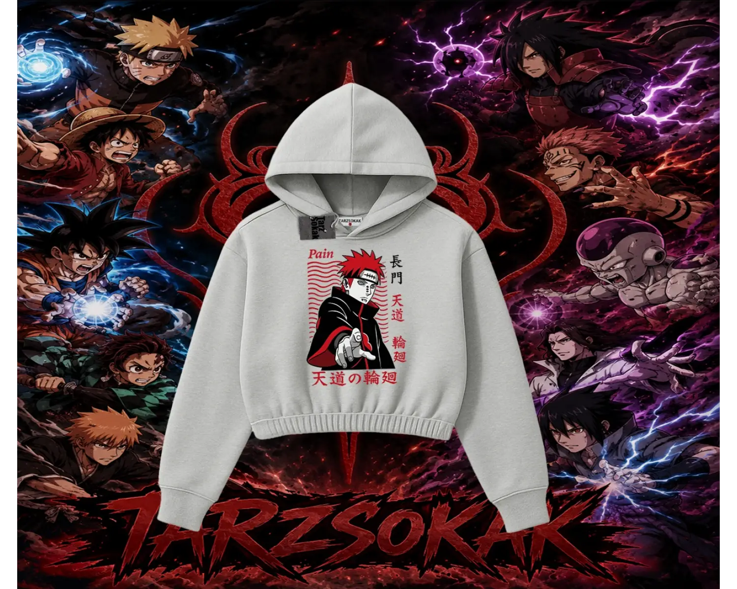 Naruto Uzumaki Premium Anime Kadın Crop Kapşonlu Sweatshirt Beyaz