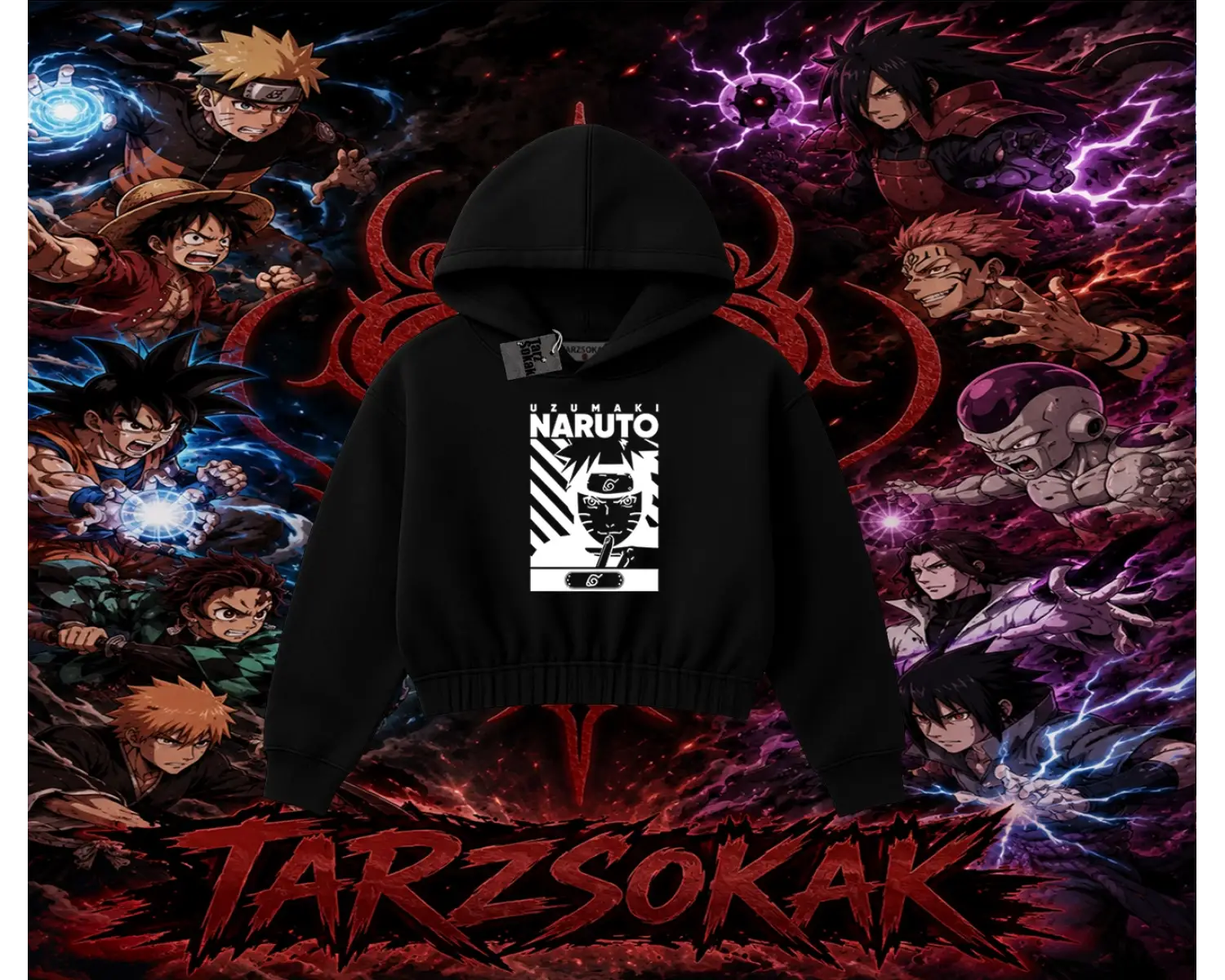 Naruto Uzumaki Premium Anime Kadın Crop Kapşonlu Sweatshirt Beyaz