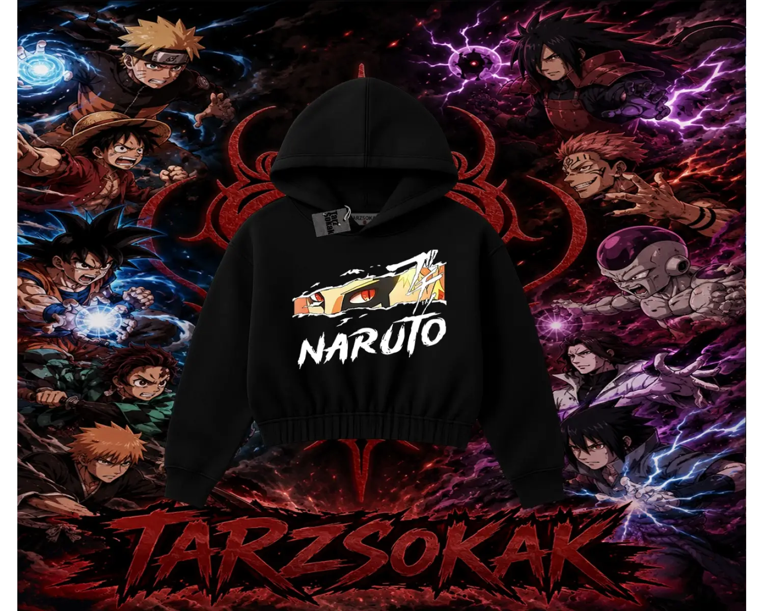 Naruto Uzumaki Premium Anime Kadın Crop Kapşonlu Sweatshirt Beyaz
