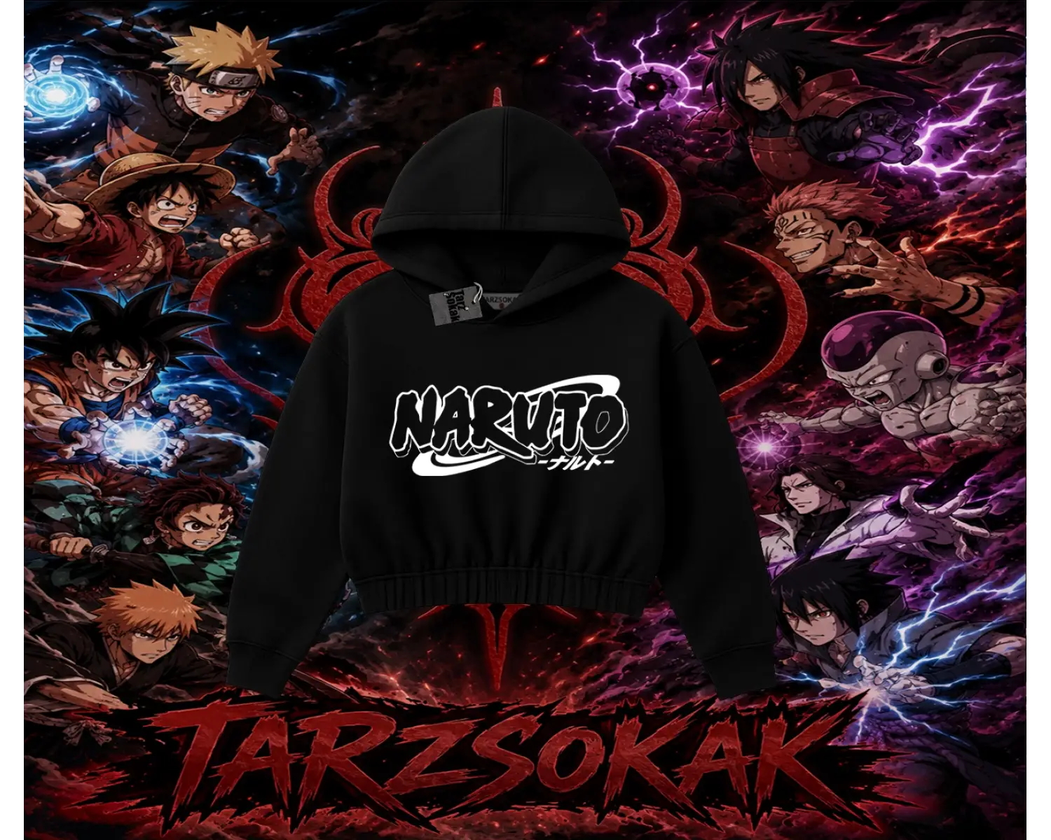 Naruto Uzumaki Premium Anime Kadın Crop Kapşonlu Sweatshirt Beyaz