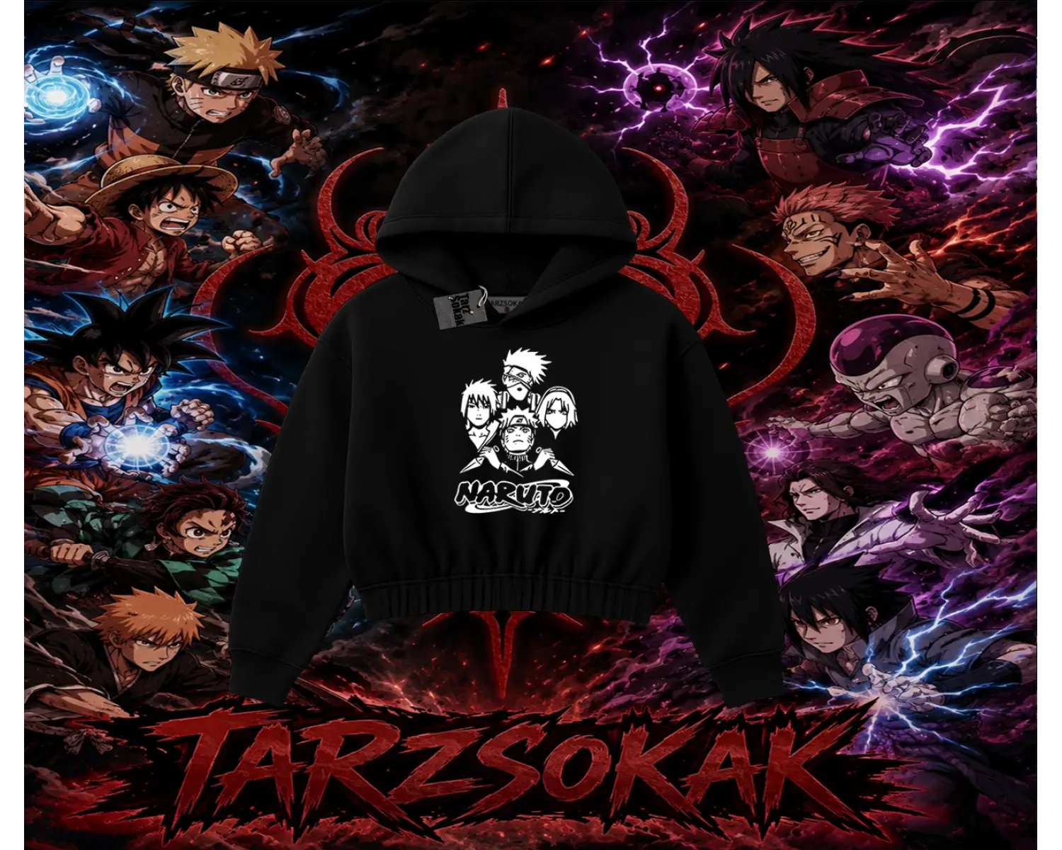 Naruto Uzumaki Premium Anime Kadın Crop Kapşonlu Sweatshirt Beyaz