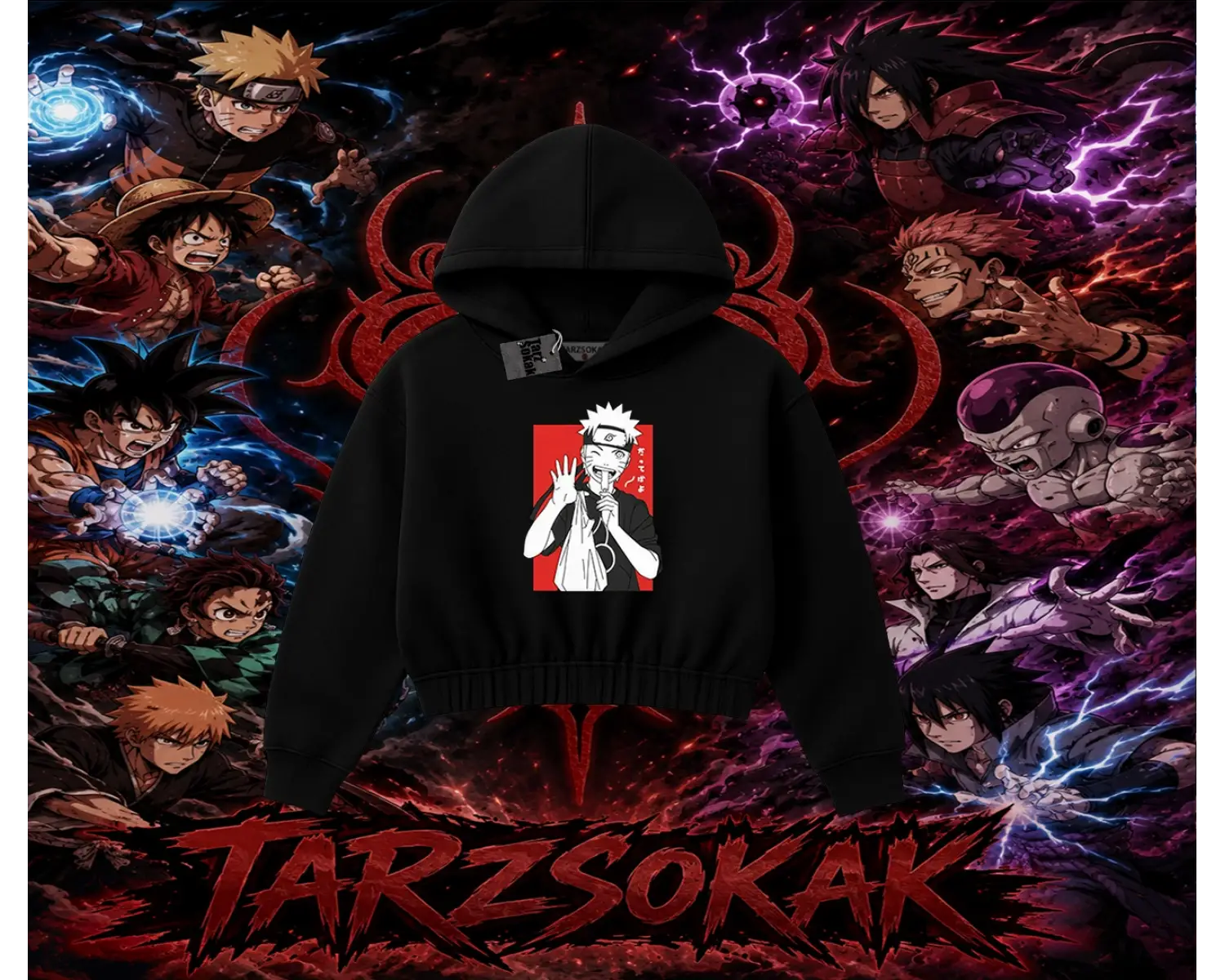 Naruto Uzumaki Premium Anime Kadın Crop Kapşonlu Sweatshirt Beyaz