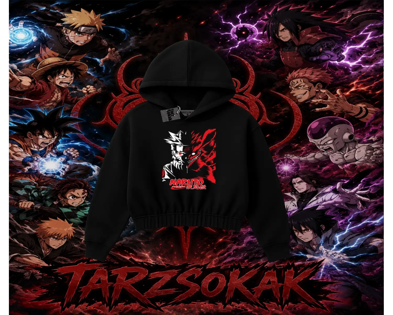 Naruto Uzumaki Premium Anime Kadın Crop Kapşonlu Sweatshirt Beyaz