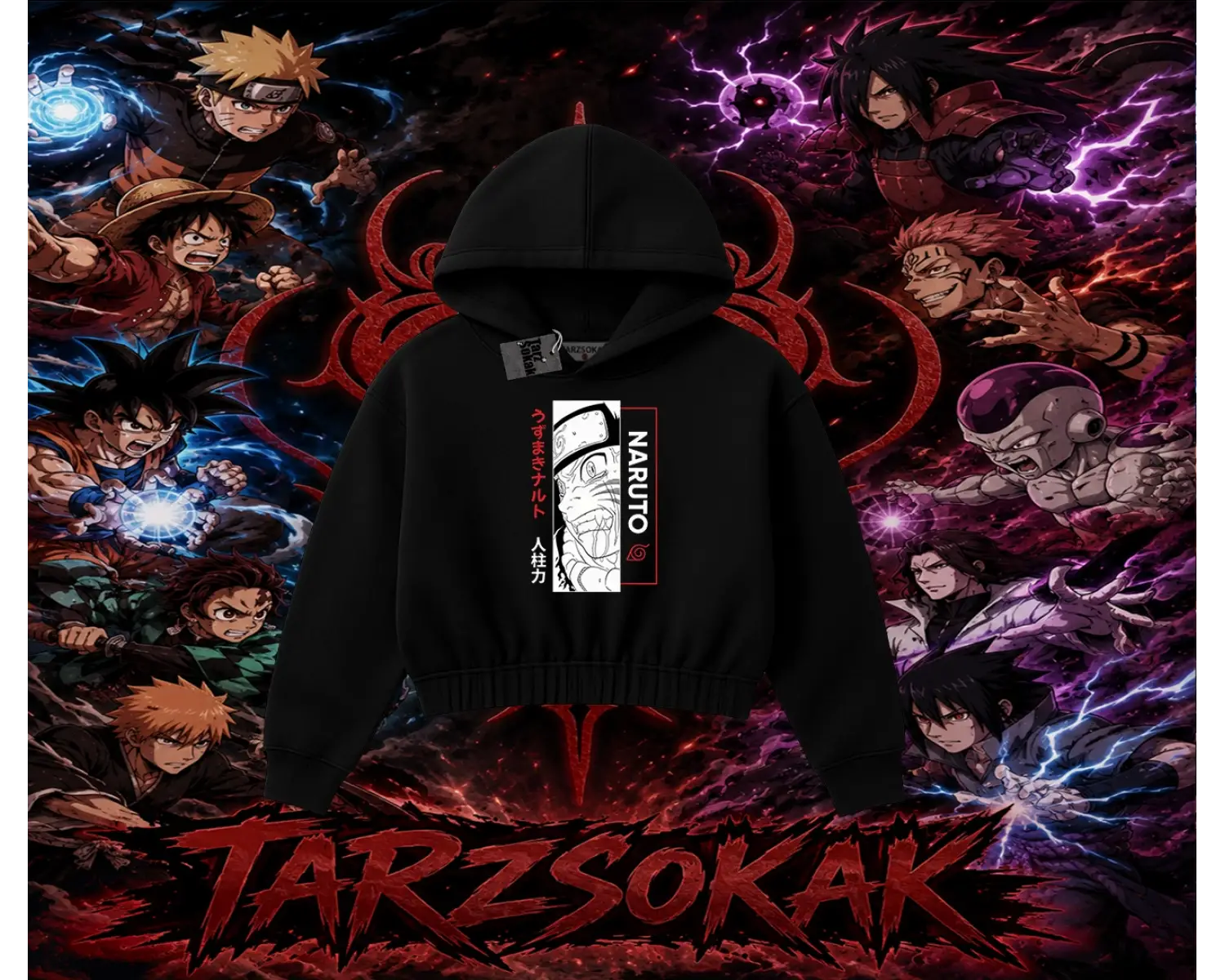 Naruto Uzumaki Premium Anime Kadın Crop Kapşonlu Sweatshirt Beyaz