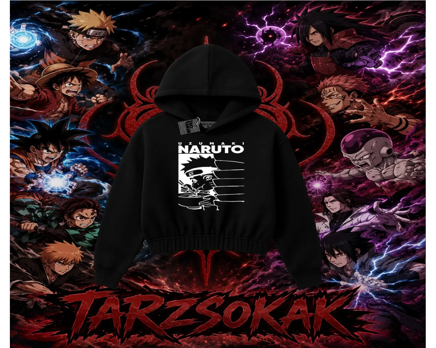 Naruto Uzumaki Premium Anime Kadın Crop Kapşonlu Sweatshirt Beyaz