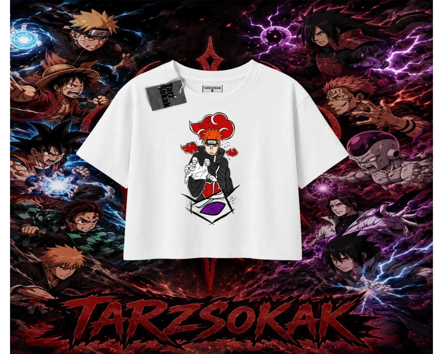 Naruto Uzumaki Premium Anime Kadın Crop Tişört Beyaz