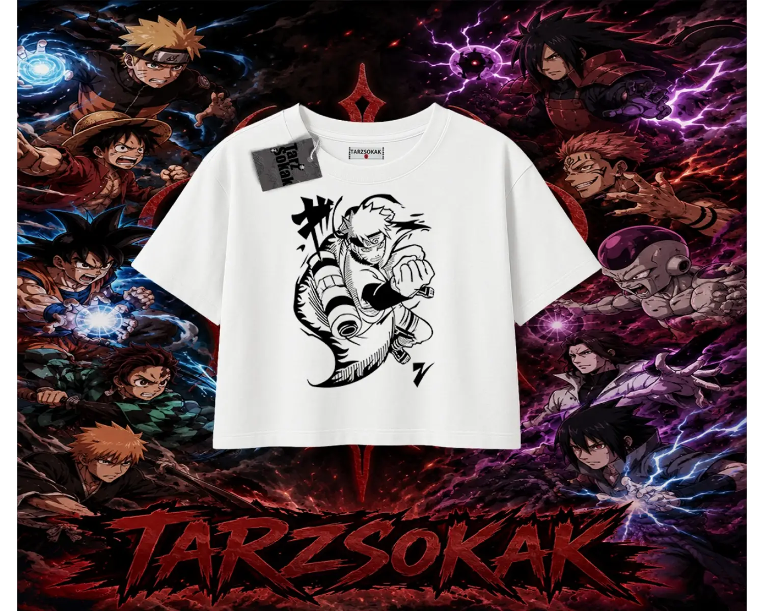 Naruto Uzumaki Premium Anime Kadın Crop Tişört Beyaz