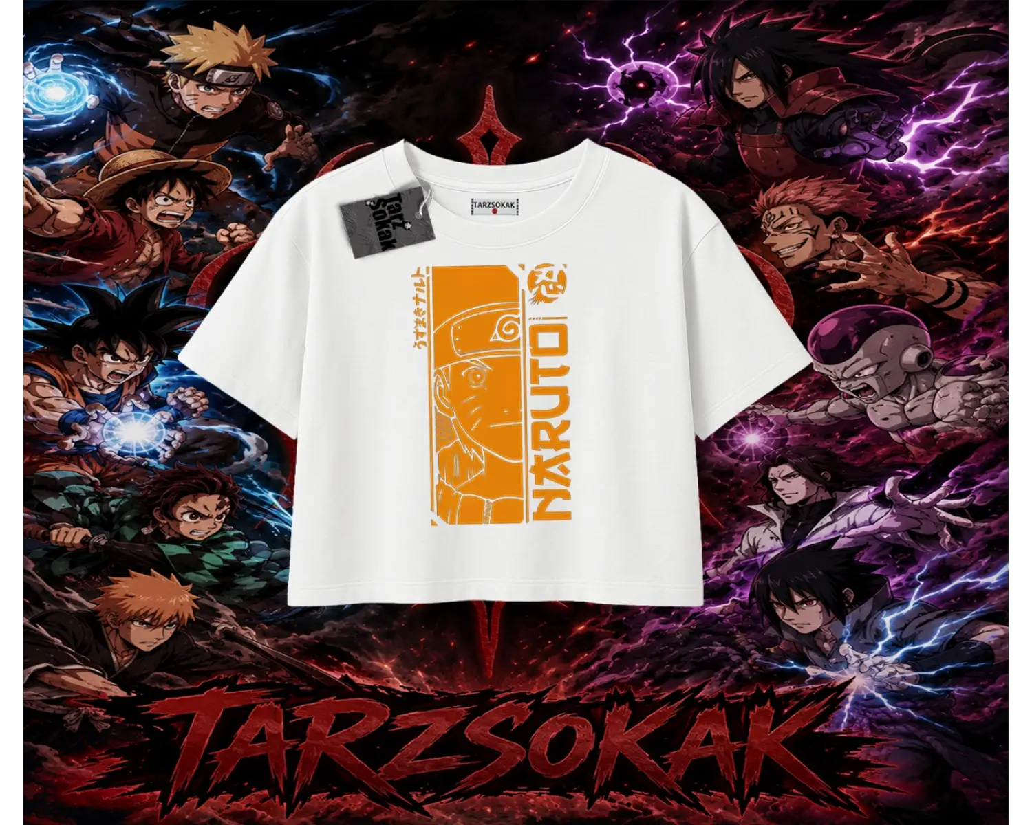 Naruto Uzumaki Premium Anime Kadın Crop Tişört Beyaz