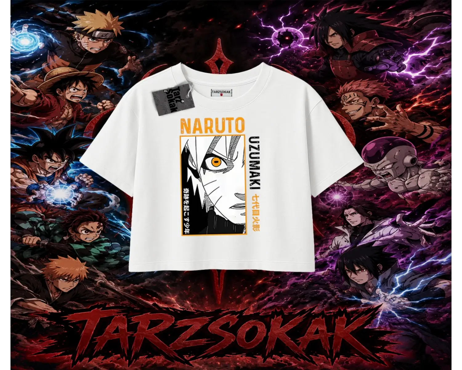 Naruto Uzumaki Premium Anime Kadın Crop Tişört Beyaz