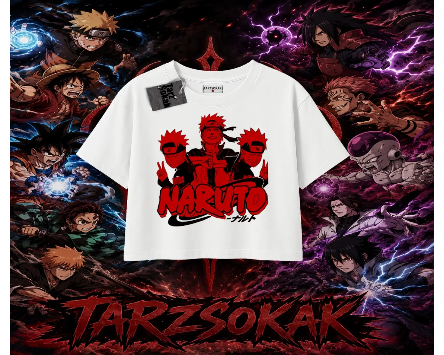 Naruto Uzumaki Premium Anime Kadın Crop Tişört Beyaz