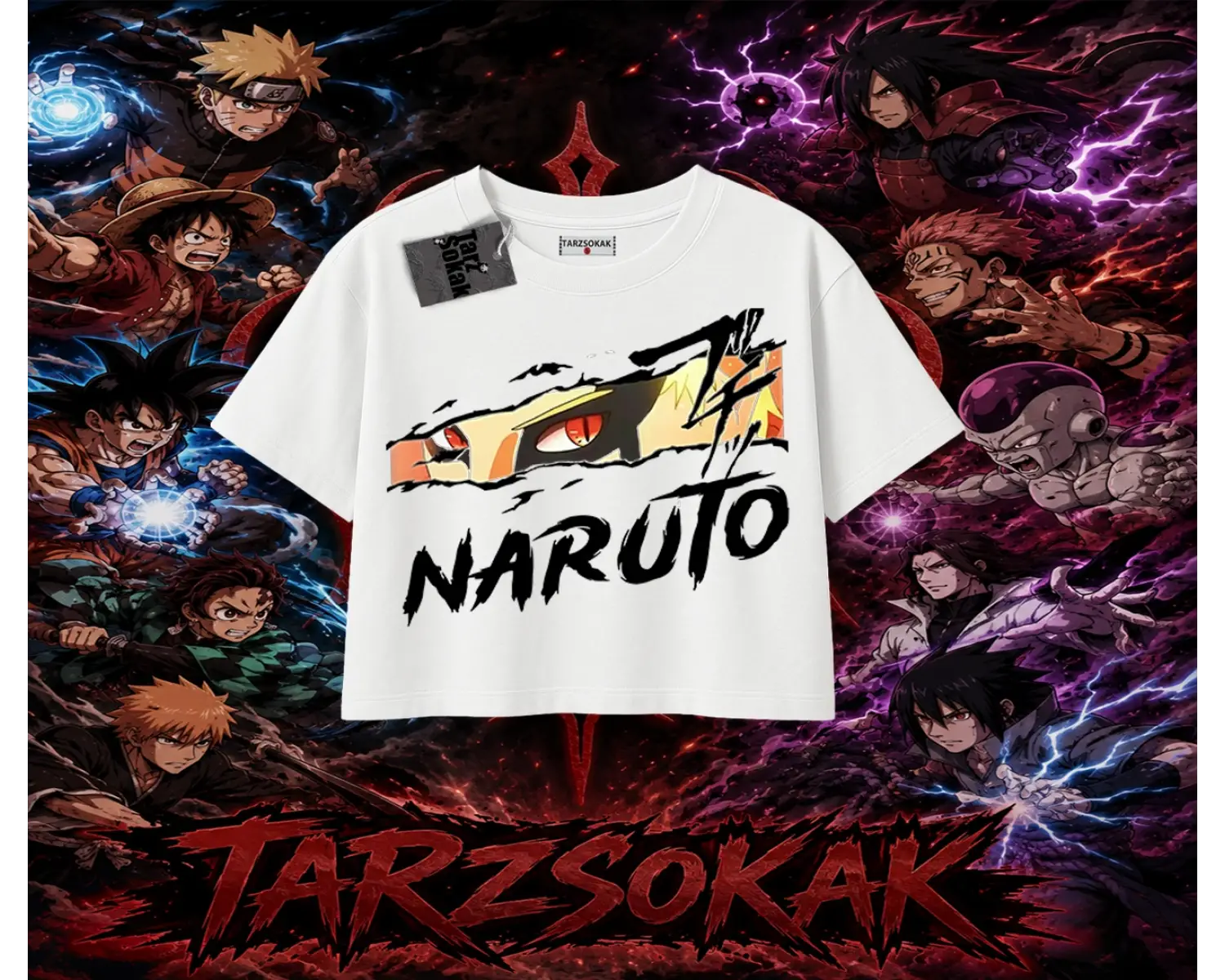 Naruto Uzumaki Premium Anime Kadın Crop Tişört Beyaz