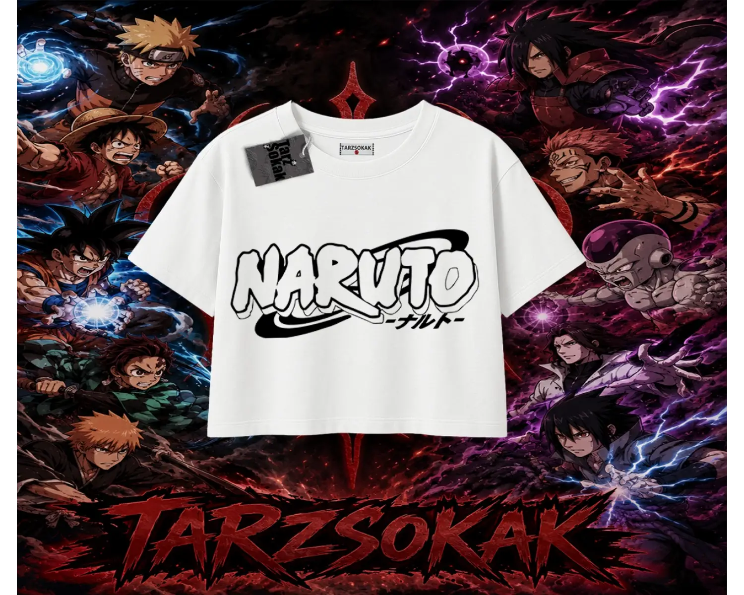 Naruto Uzumaki Premium Anime Kadın Crop Tişört Beyaz