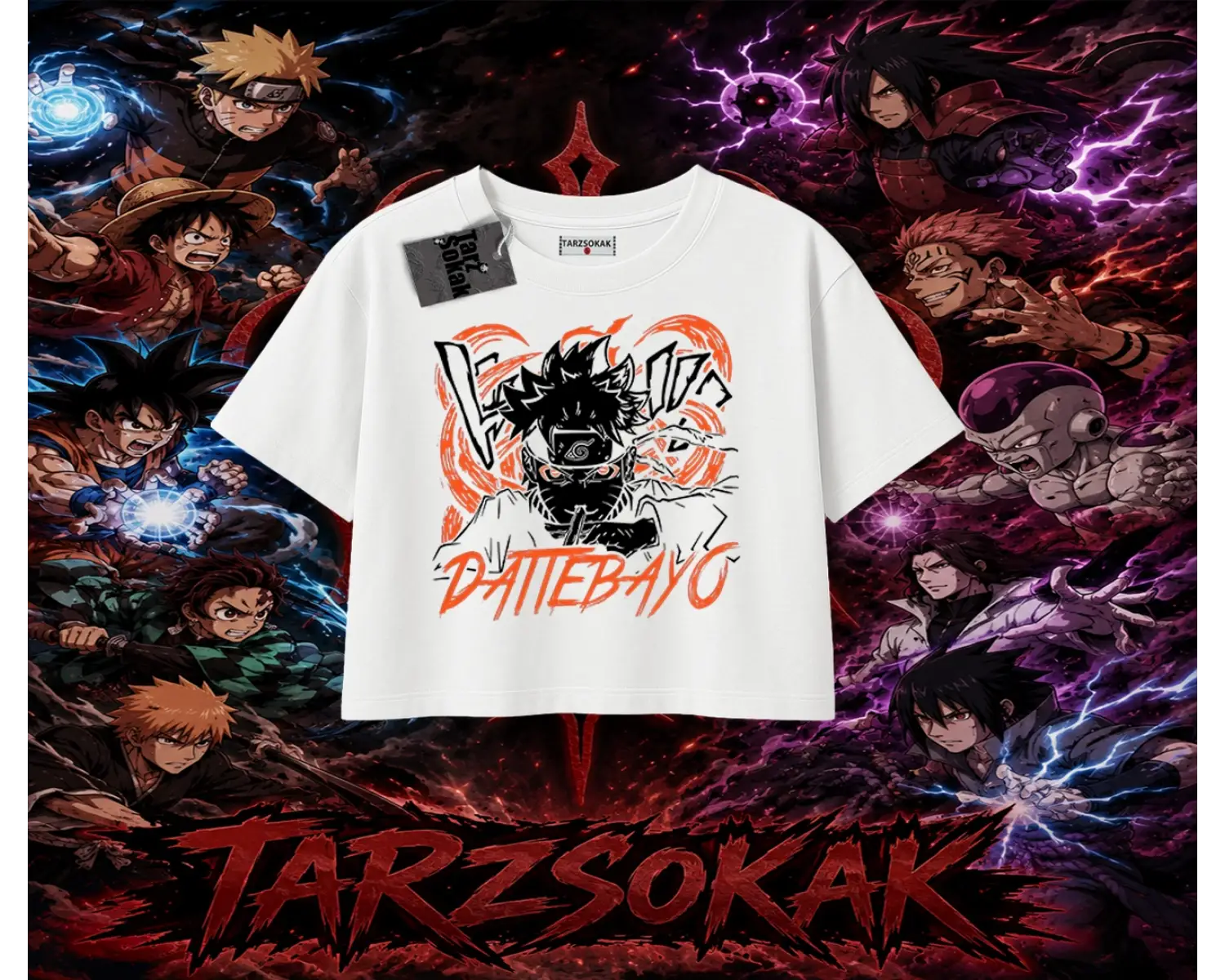 Naruto Uzumaki Premium Anime Kadın Crop Tişört Beyaz
