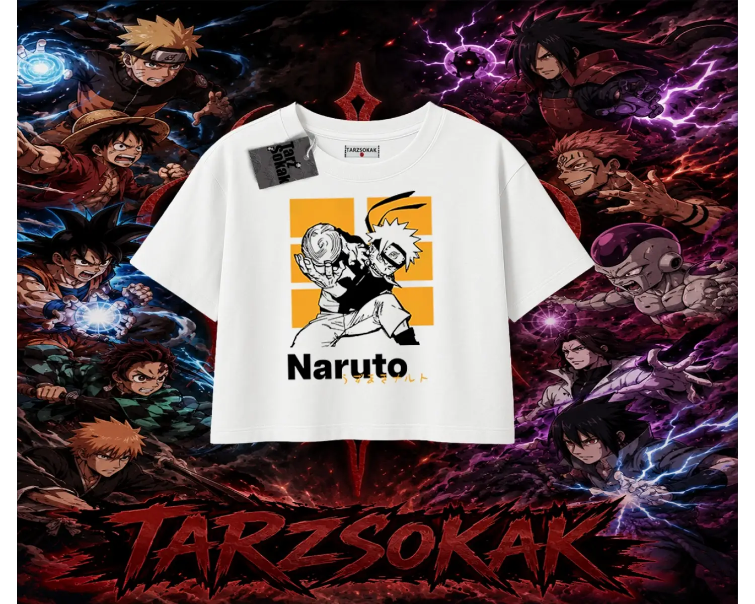 Naruto Uzumaki Premium Anime Kadın Crop Tişört Beyaz