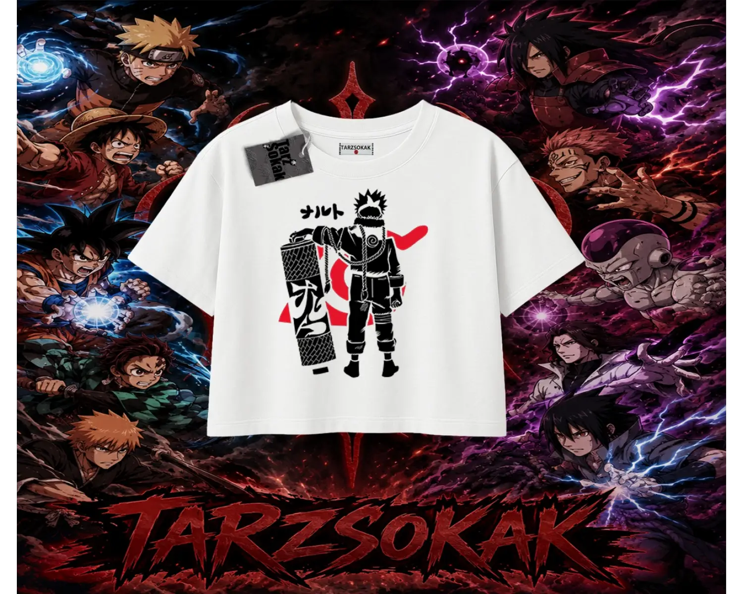 Naruto Uzumaki Premium Anime Kadın Crop Tişört Beyaz