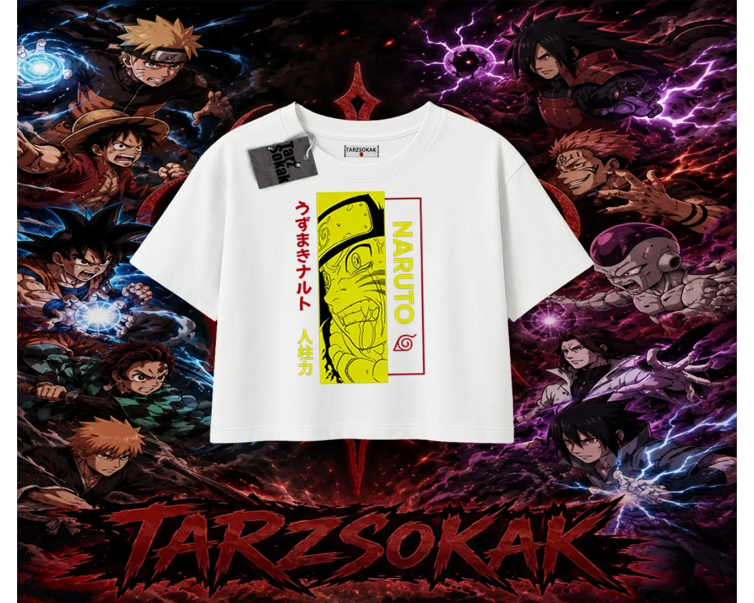 Naruto Uzumaki Premium Anime Kadın Crop Tişört Beyaz